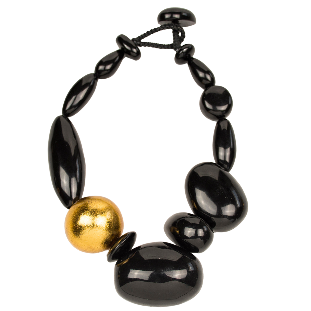 FREEFORM RESIN STATEMENT NECKLACE. BLACK/GOLD – VIKTORIA HAYMAN