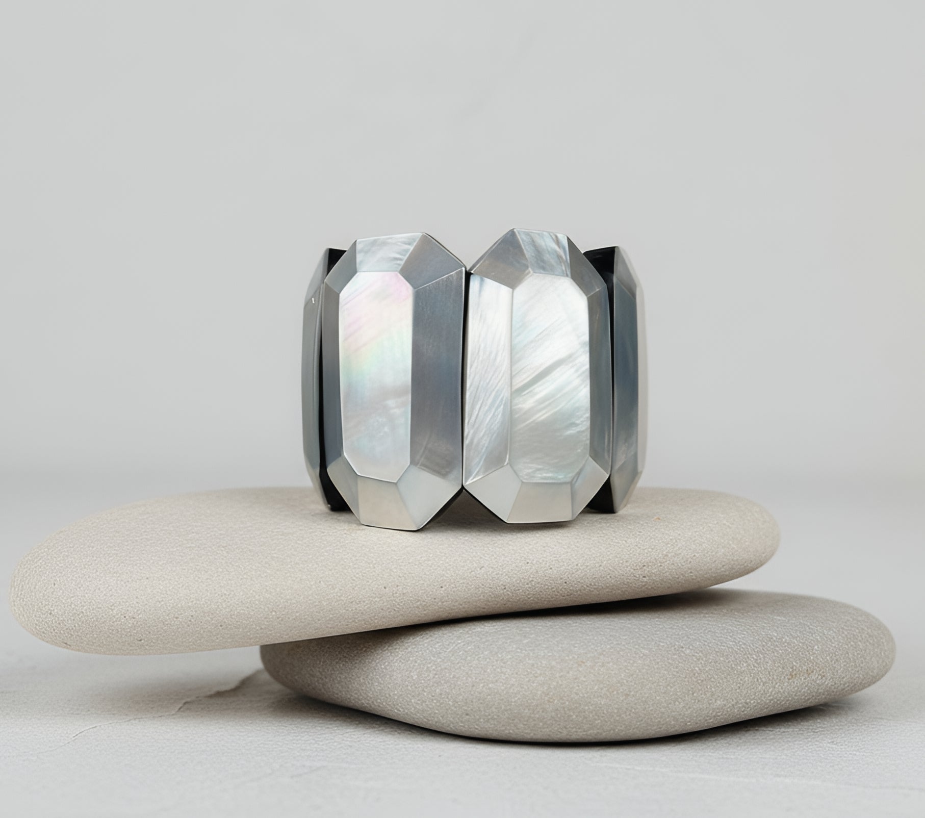 Mother of Pearl Stretch Cuff Bracelet