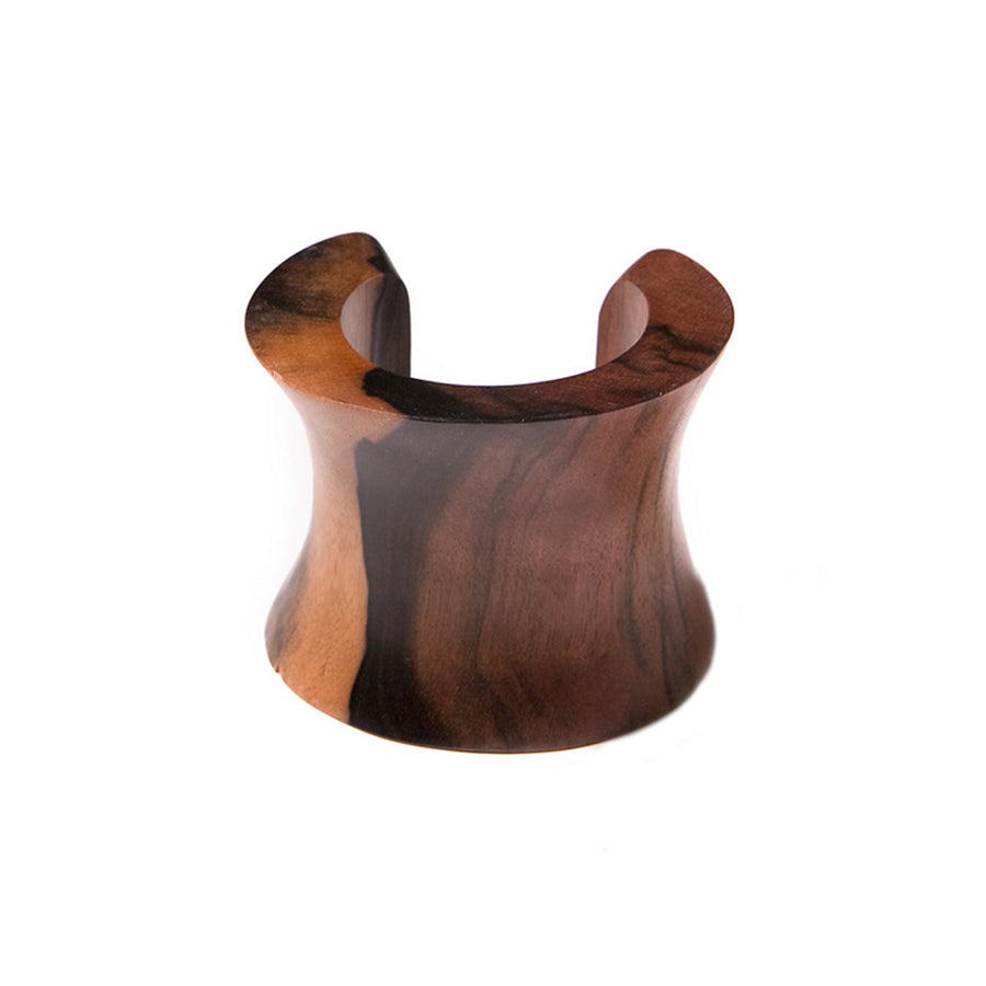 STATEMENT WAVE BANGLE BROWN WOOD