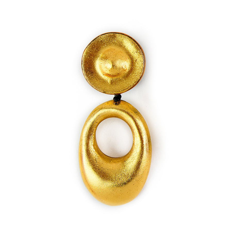 DOUBLE DROP OPEN DANGLE & DROP EARRINGS GOLD FOIL/RESIN