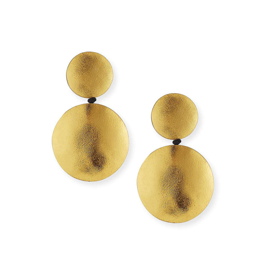 DOUBLE DROP DISC EARRINGS GOLD