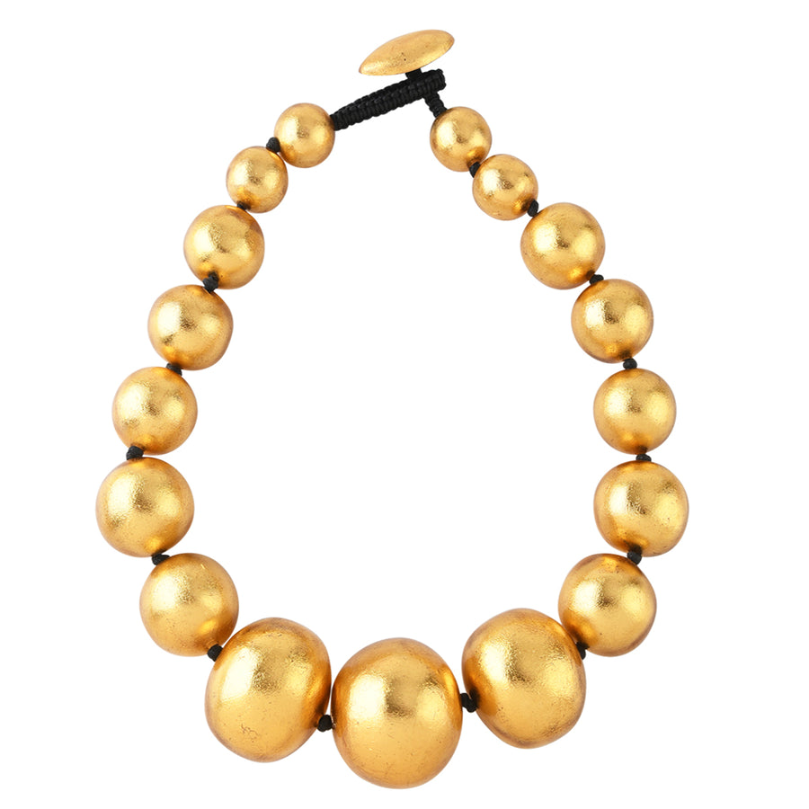 LARGE BEAD GOLD FOIL NECKLACE. GOLD