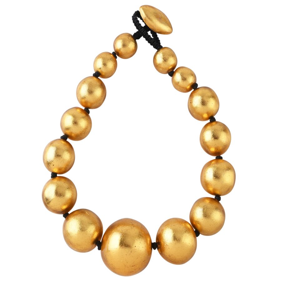 OVERSIZED BEADED GOLD FOIL NECKLACE. GOLD